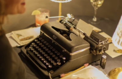 Typewriter and cocktail