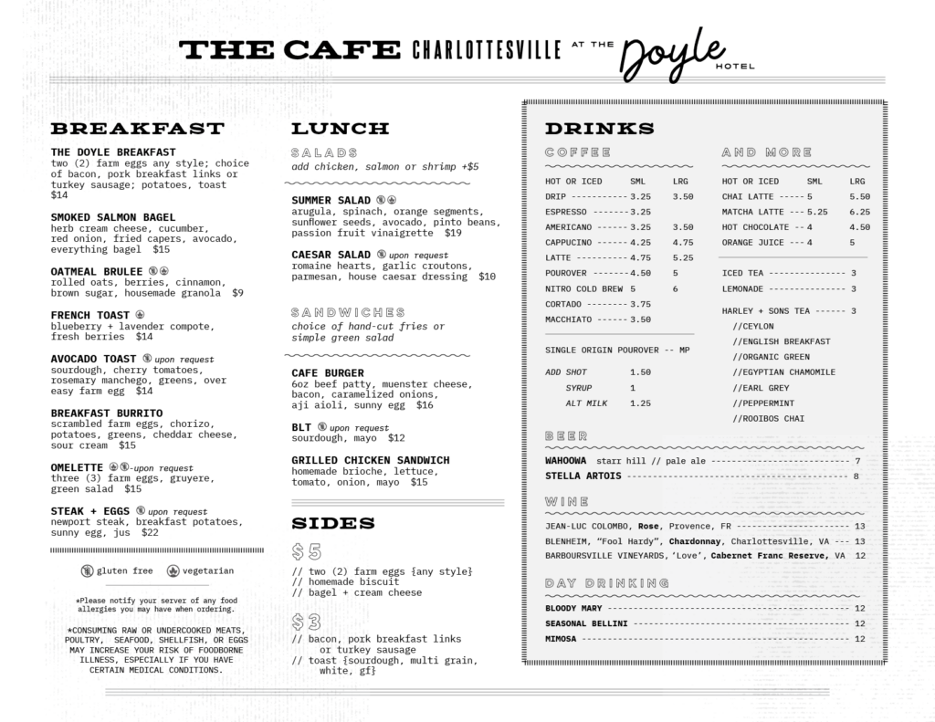 Cafe Fall 2024 Menu