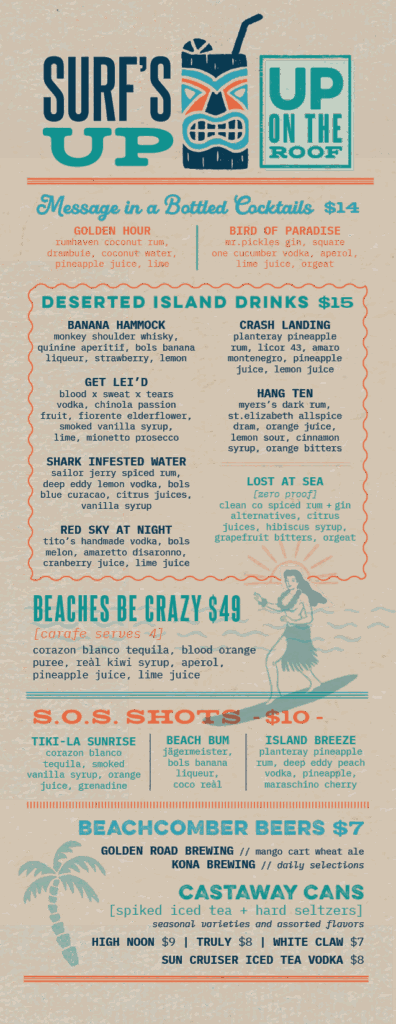 Surf's UP Tiki Menu