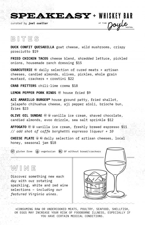 Speakeasy Menu - Fall 2025